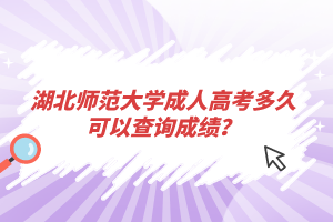 湖北师范大学成人高考多久可以查询成绩？