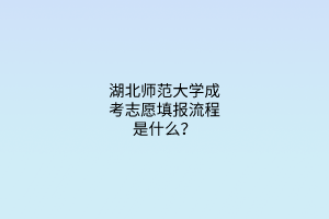 湖北师范大学成考志愿填报流程是什么？